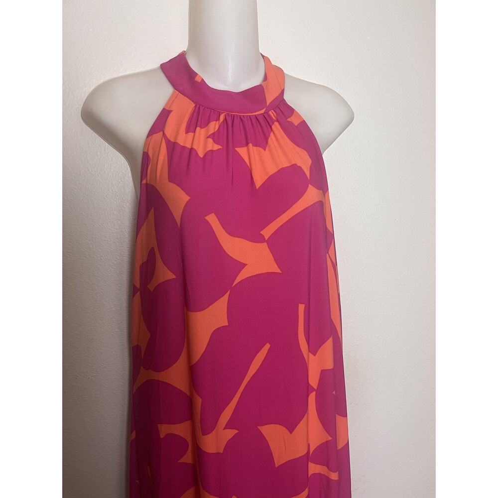 Bar III Halter Maxi Dress Women’s Sz Medium Pink Orange Stretch NWT - Picture 2 of 9